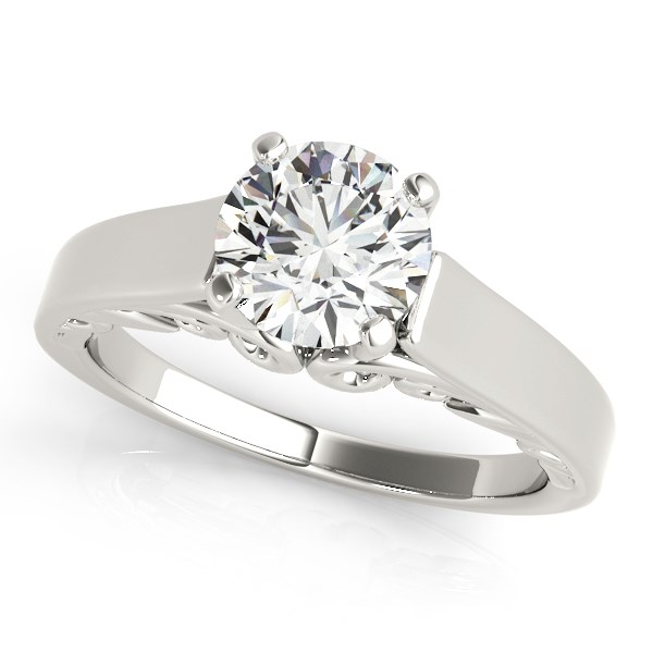 14k White Gold Antique Style Solitaire Round Diamond Engagement Ring (1 cttw)