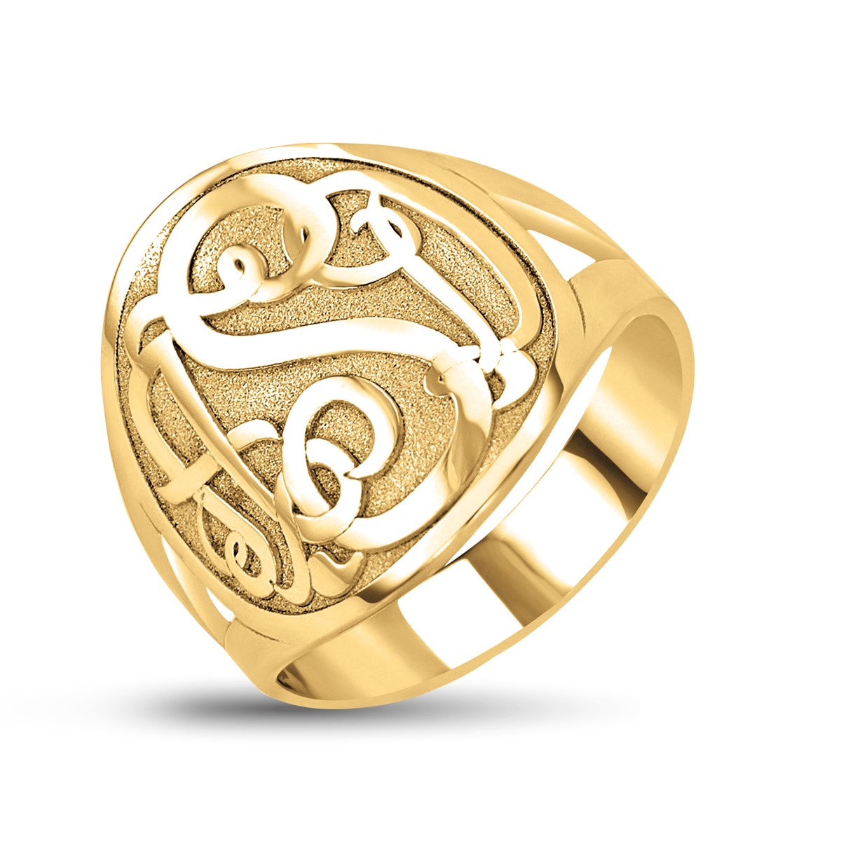 14K Monogram Ring With Solid Back - Image 4