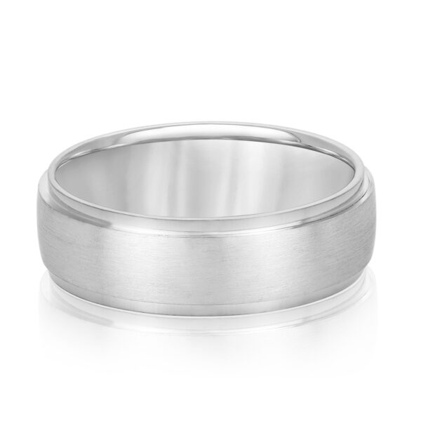 14K 7MM Two-Toned Basic Carved Band With Brushed Finish - Image 8