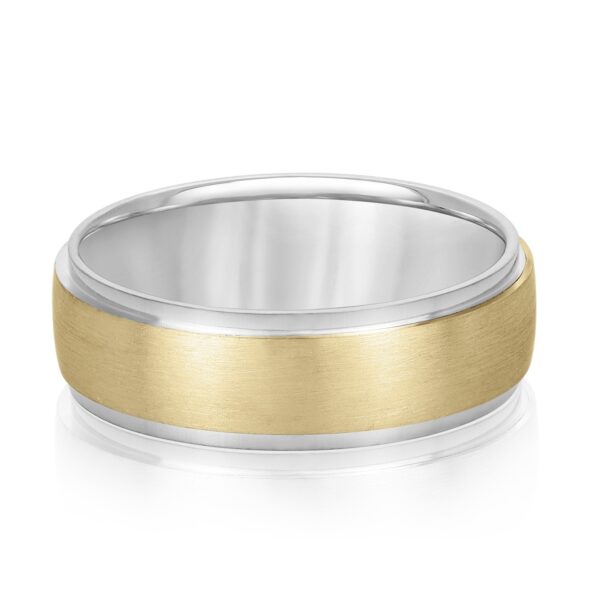 14K 7MM Two-Toned Basic Carved Band With Brushed Finish - Image 5