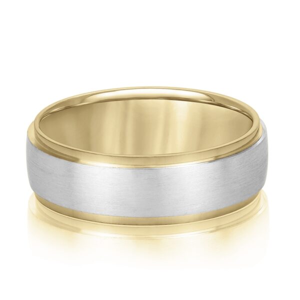 14K 7MM Two-Toned Basic Carved Band With Brushed Finish