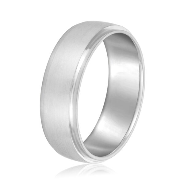 14K 7MM Two-Toned Basic Carved Band With Brushed Finish - Image 6