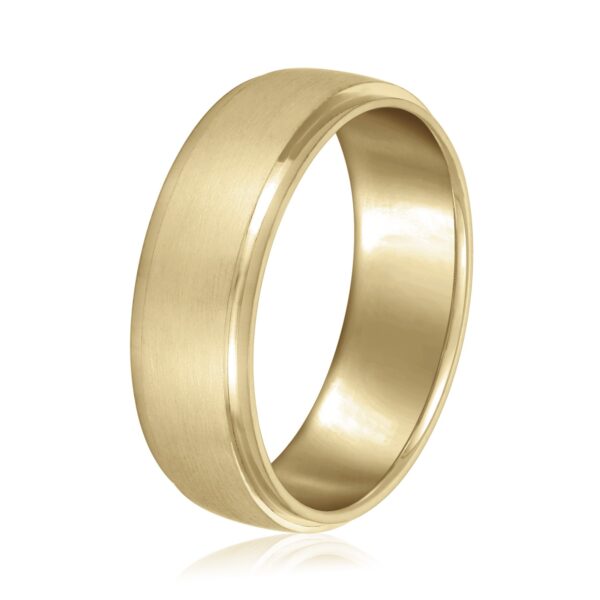14K 7MM Two-Toned Basic Carved Band With Brushed Finish - Image 7