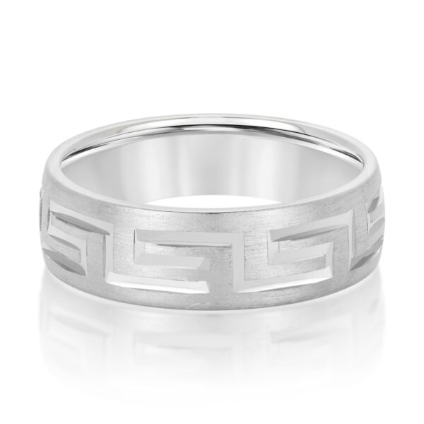 14K 7MM Meander Carved Men's Band - Image 3
