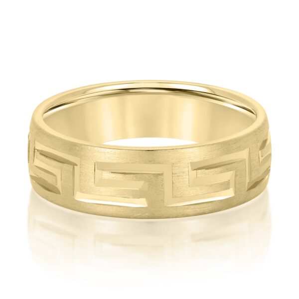 14K 7MM Meander Carved Men's Band - Image 2