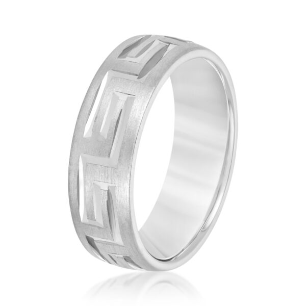 14K 7MM Meander Carved Men's Band - Image 4