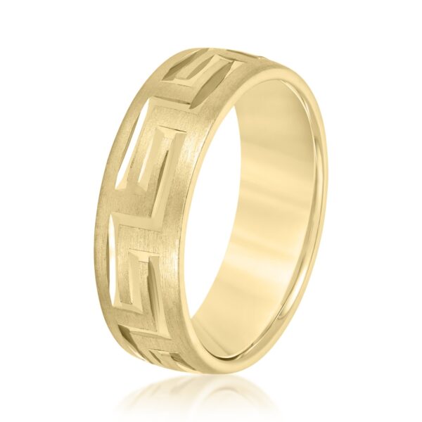 14K 7MM Meander Carved Men's Band