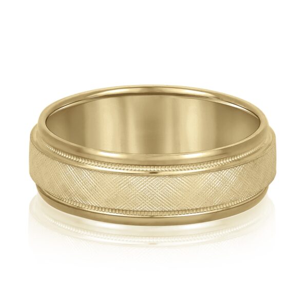 14K 7MM Two-Toned Basic Carved Milgrain Band - Image 8