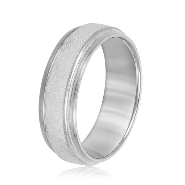 14K 7MM Two-Toned Basic Carved Milgrain Band - Image 3