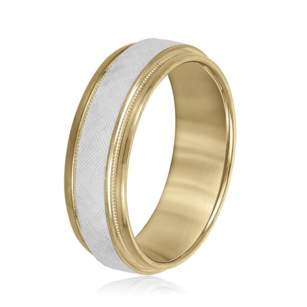 14K 7MM Two-Toned Basic Carved Milgrain Band