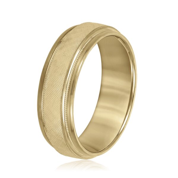 14K 7MM Two-Toned Basic Carved Milgrain Band - Image 9
